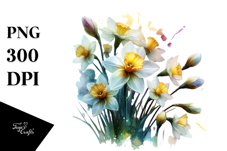 Narcissus Watercolor Splash PNG