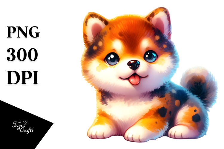 Expressive Watercolor Shiba Inu