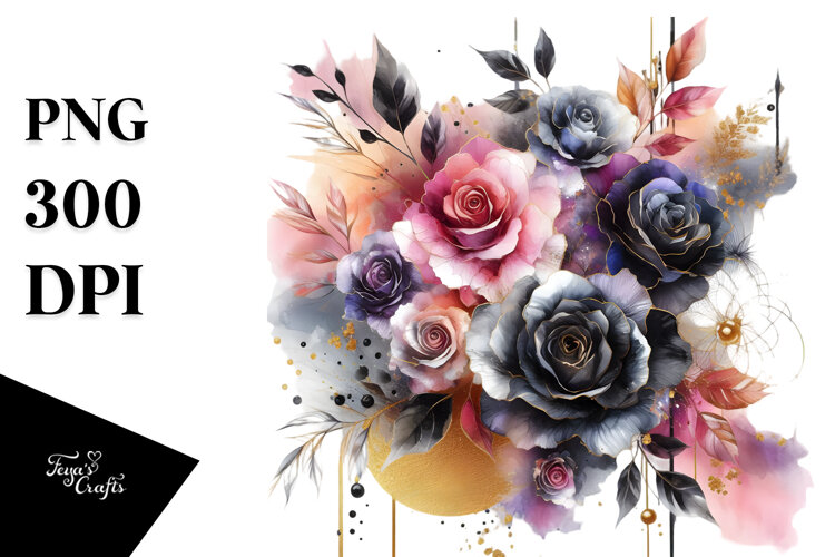 Watercolor Abstract Black Roses example image 1