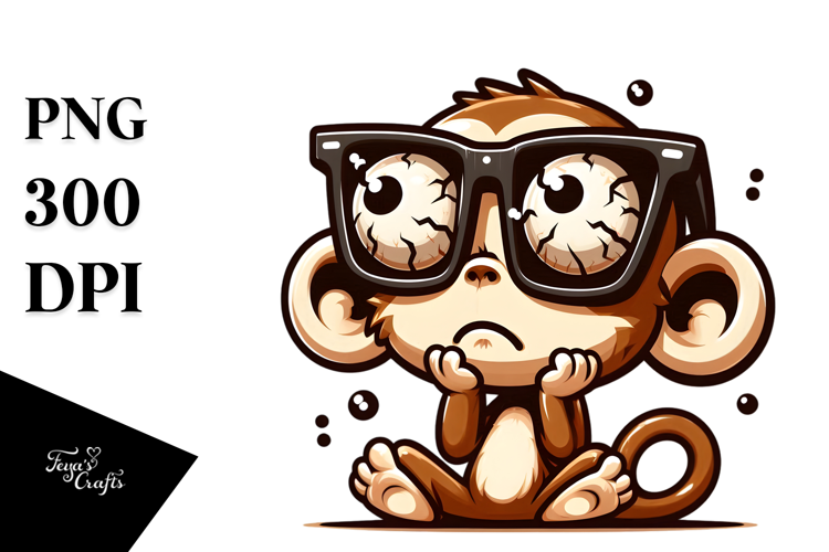 Ridiculously Cute Cartoon Monkey with Oversized Sunglasses