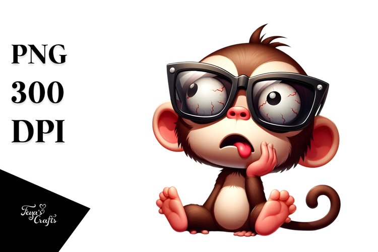 Ridiculously Cute Cartoon Monkey with Oversized Sunglasses