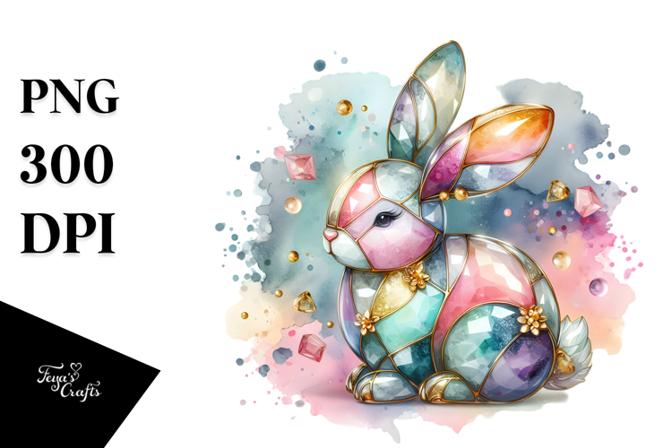 Abstract Shiny Pastel Bunny Made of JPEG