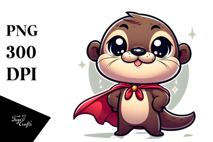 Silly Otter in Superhero Cape
