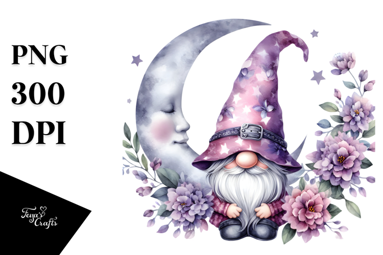 Cute Watercolor Gnome with Big Hat