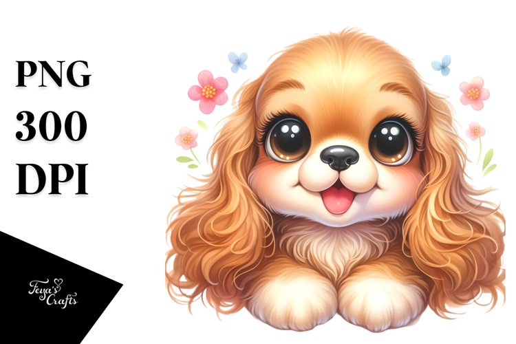 Watercolor Cute Cocker Spaniel