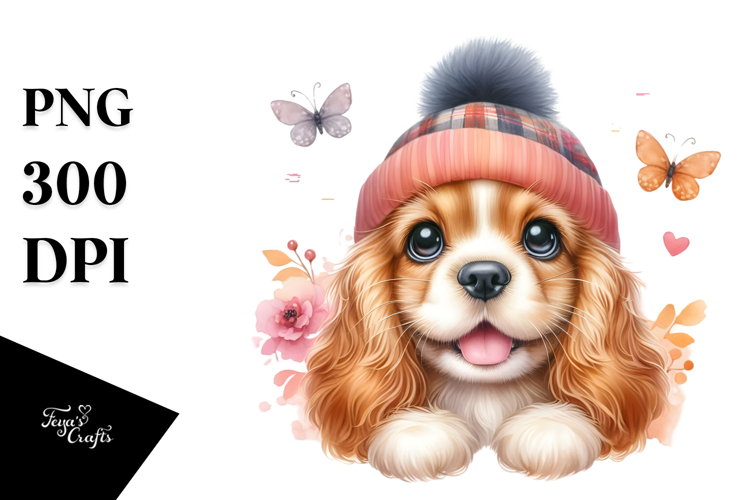 Watercolor Cute Cocker Spaniel