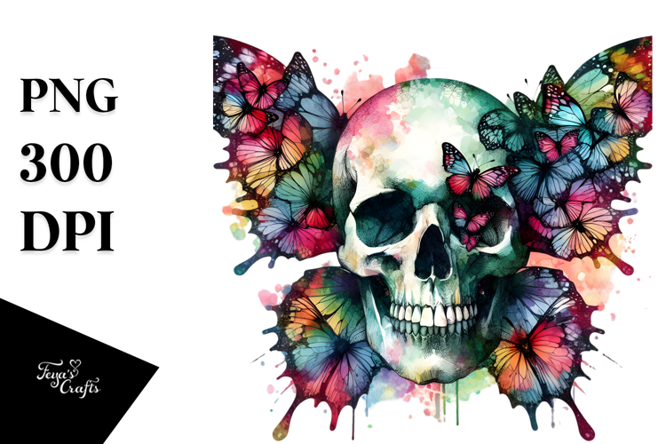 Colorful Grunge Skull PNG
