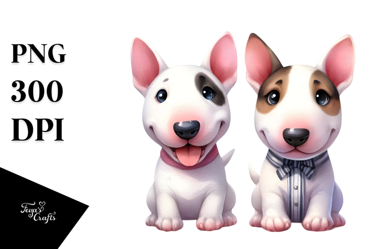 Watercolor Cute Bull Terrier