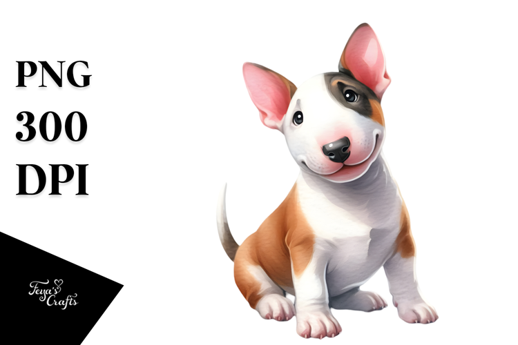Watercolor Cute Bull Terrier