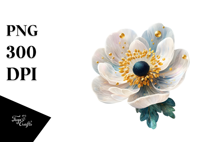 Glowing Anemone, Watercolor PNG