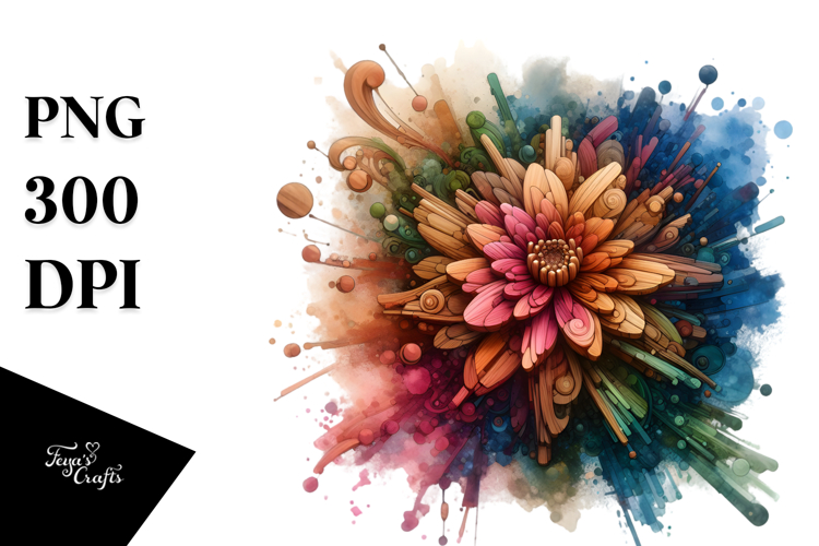 Abstract Chrysanthemum Colorful Splash