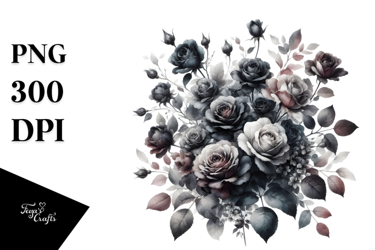Colorful Black Roses Glossy PNG