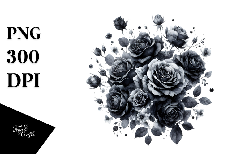 Colorful Black Roses Glossy PNG