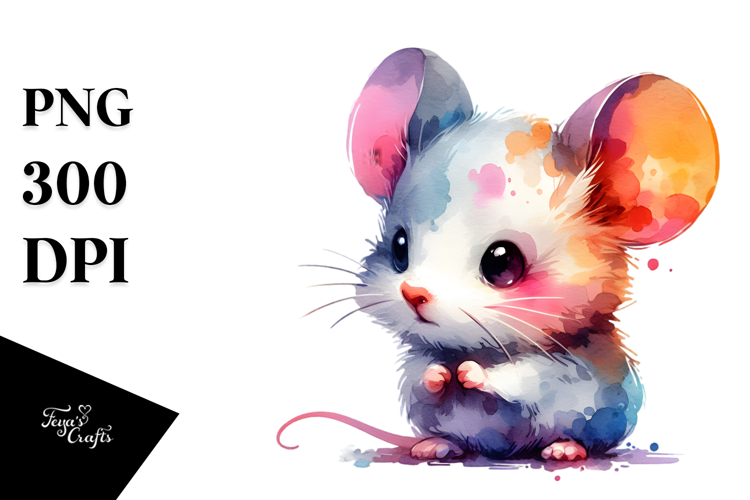 Cute Baby Mouse in the Style of PNG