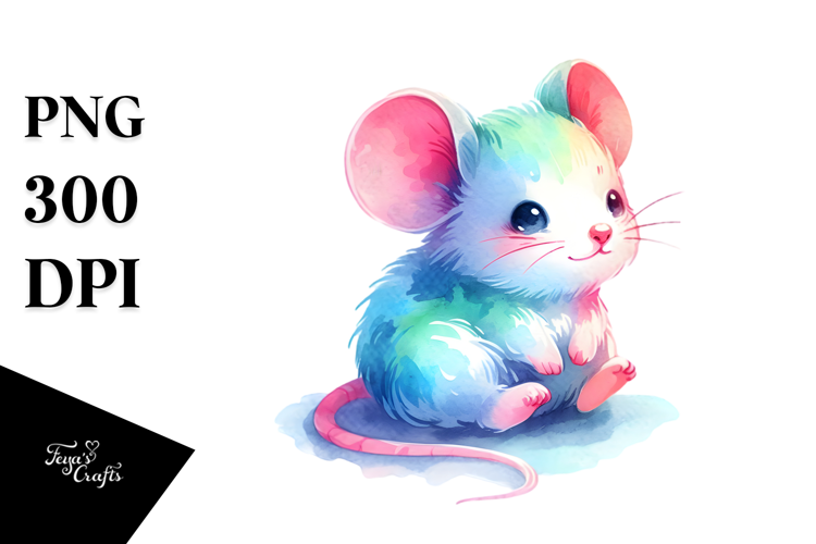Cute Baby Mouse in the Style of PNG