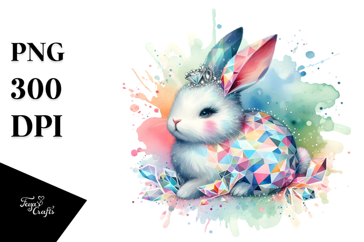 Colorful Pastel Diamond Bunny, PNG