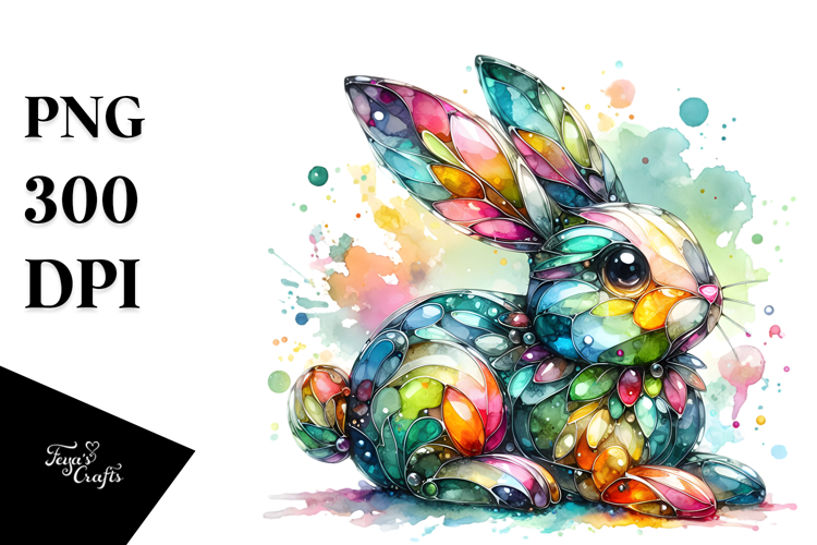 Abstract Shiny Colorful Bunny Made of JPEG