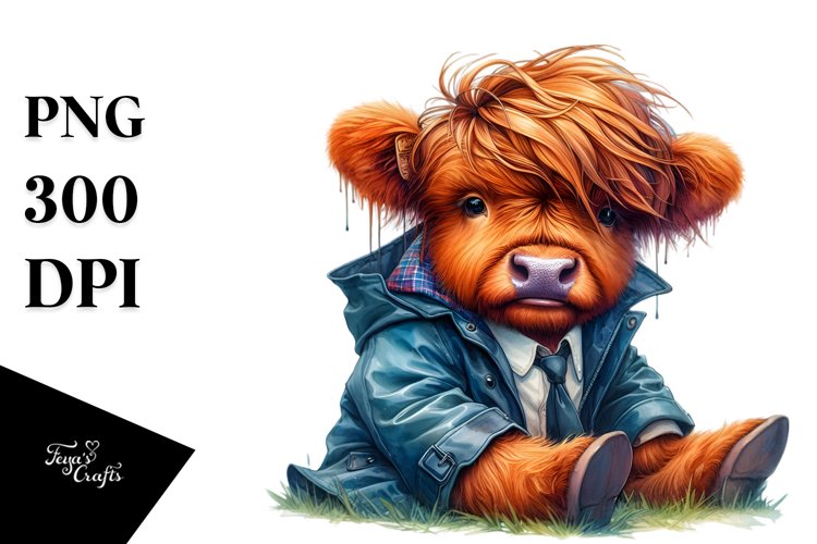 Sitting Highland Cow PNG example image 1