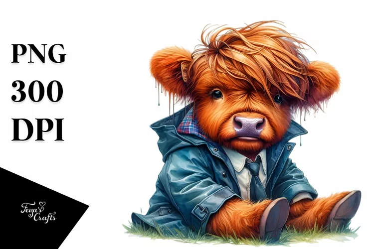 Sitting Highland Cow PNG