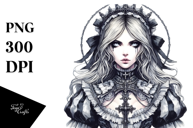Detailed Gothic Girl PNG