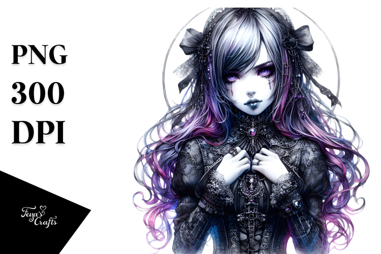 Detailed Gothic Girl PNG