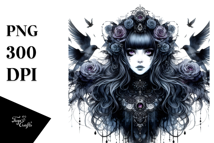 Detailed Gothic Girl PNG