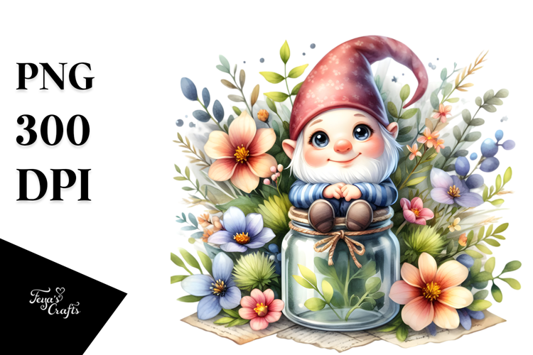 Cute Gnome Smiling Flowers