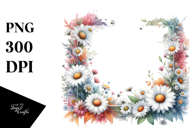 Colorful Daisy Frame PNG