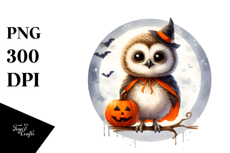 Cute Baby Owl Halloween PNG