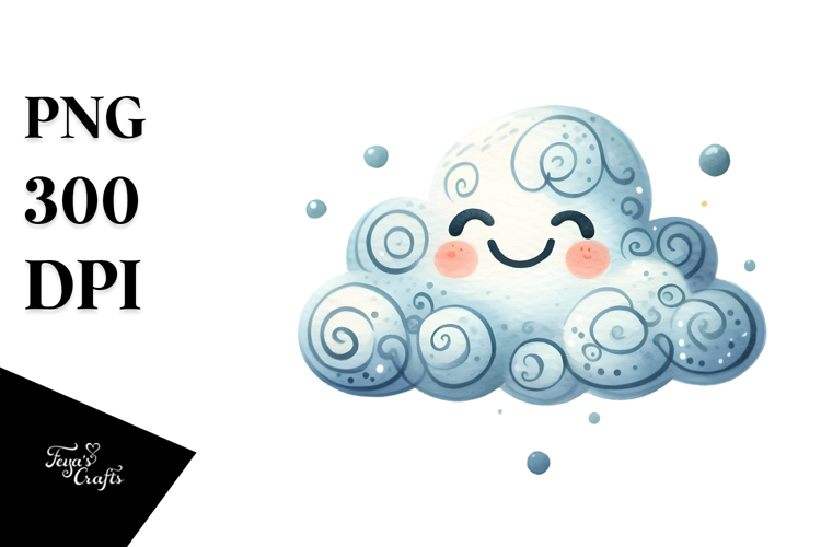 Whimsical Smiling Cloud PNG