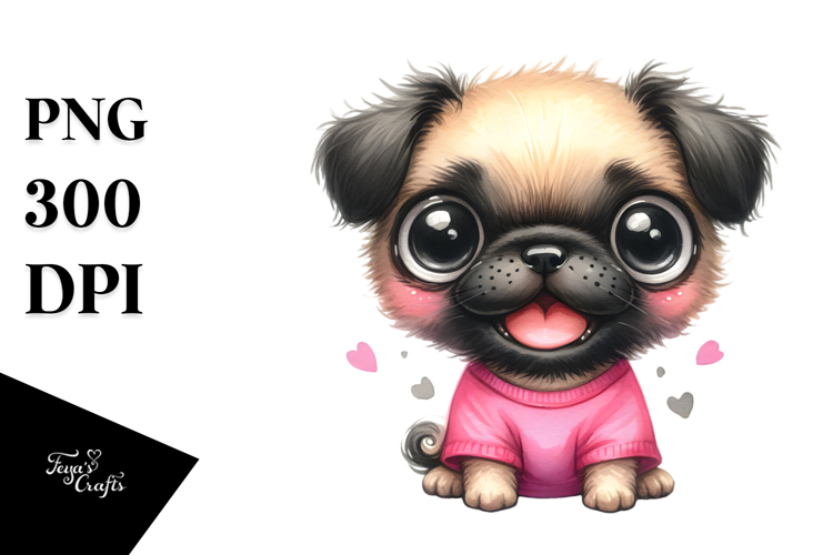 Happy Cartoon Pug Baby, Transparent PNG