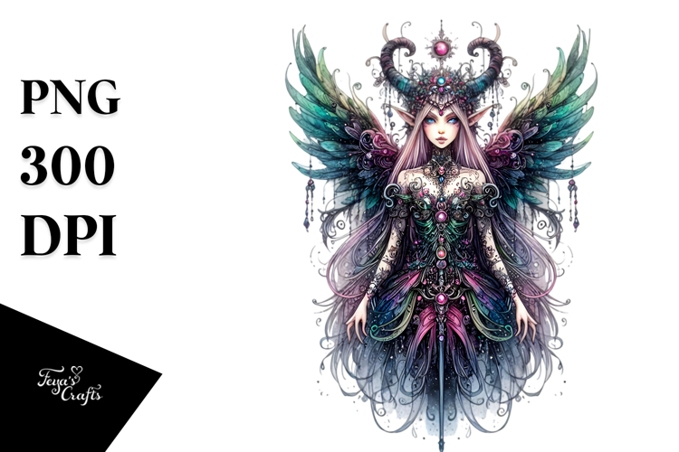 Detailed Vibrant Gothic Fairy PNG