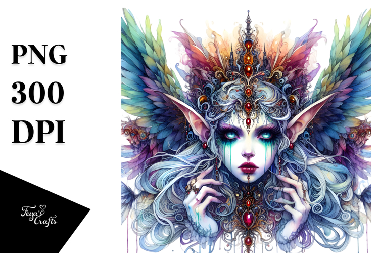Detailed Vibrant Gothic Fairy PNG