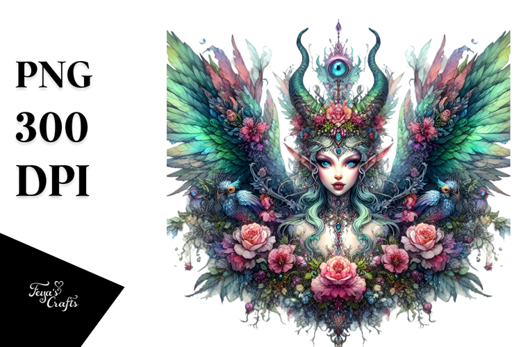 Detailed Vibrant Gothic Fairy PNG
