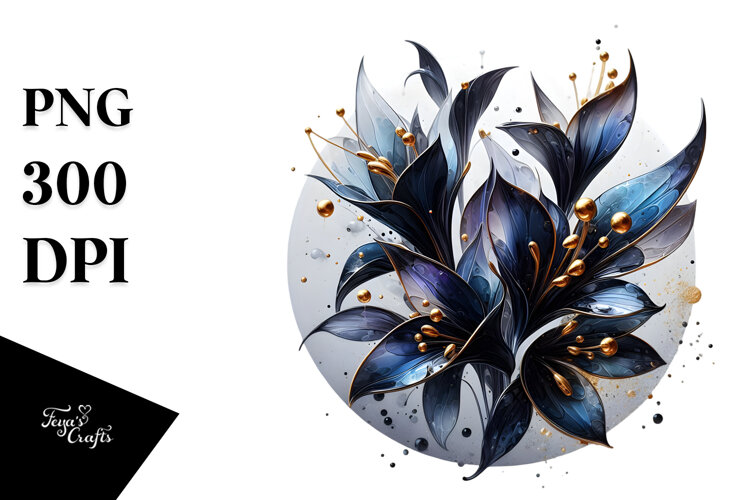 Glossy Lobelia, Round Watercolor Splash example image 1