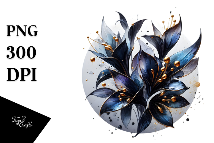 Glossy Lobelia, Round Watercolor Splash