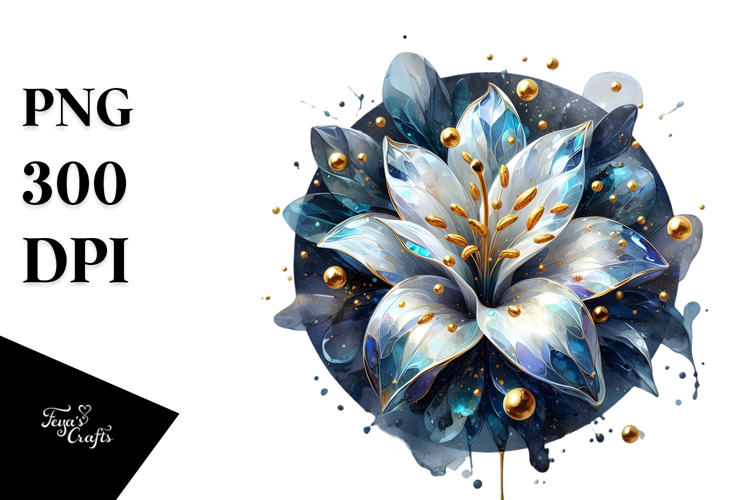 Glossy Lobelia, Round Watercolor Splash