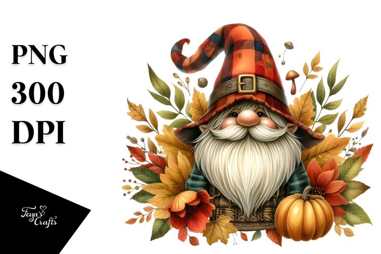 Detailed Autumn Gnome PNG