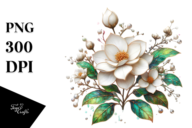 Gardenia with Metallic Insertions, PNG