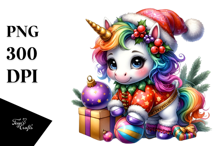 Baby Unicorn Dressed for Christmas Pumpkins | Sublimation |