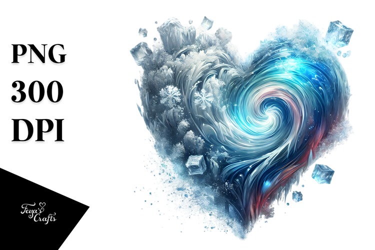Digital Painting Ice Heart PNG