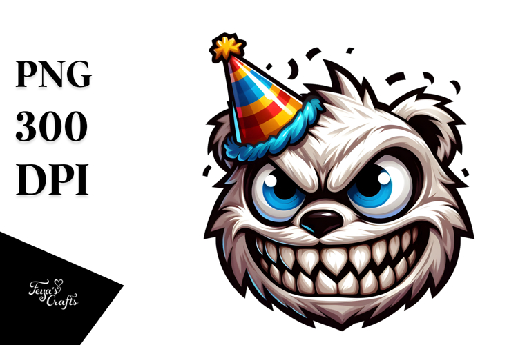 Aggresive Animal Skull with Birthday Hat