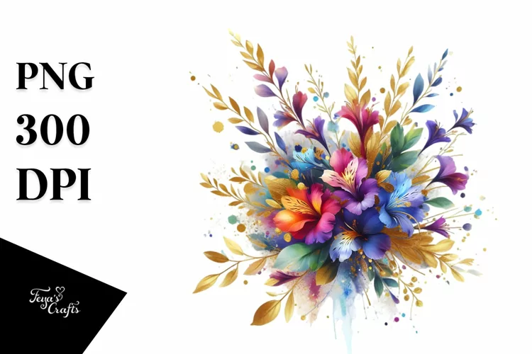 Abstract Colorful Bouquet with Lobelia Splash