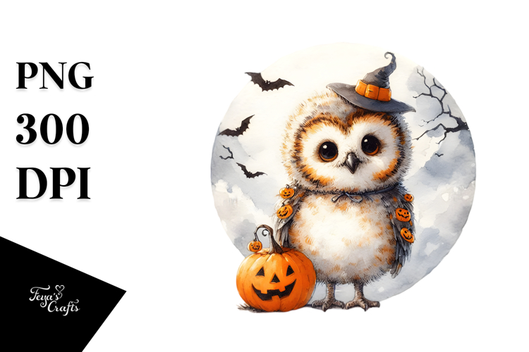 Cute Retro Halloween Owl PNG
