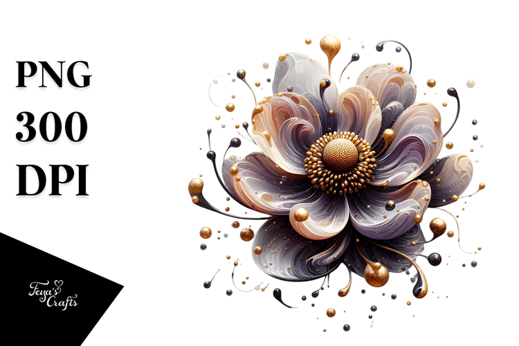 Glossy Anemone, Round Watercolor Splash