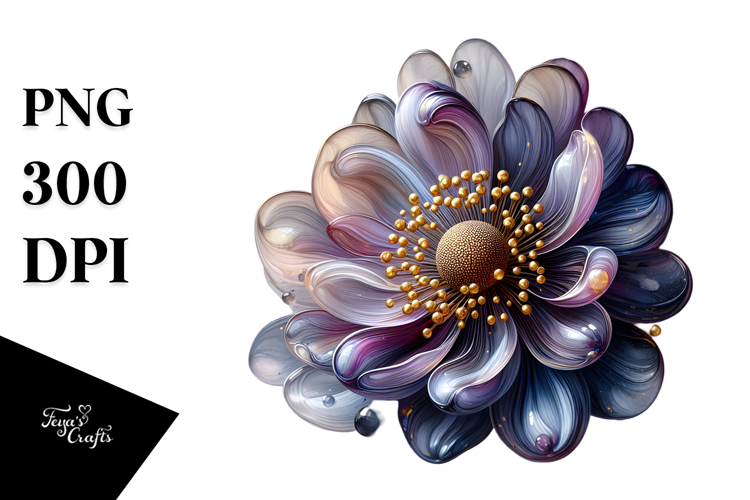 Glossy Anemone, Round Watercolor Splash