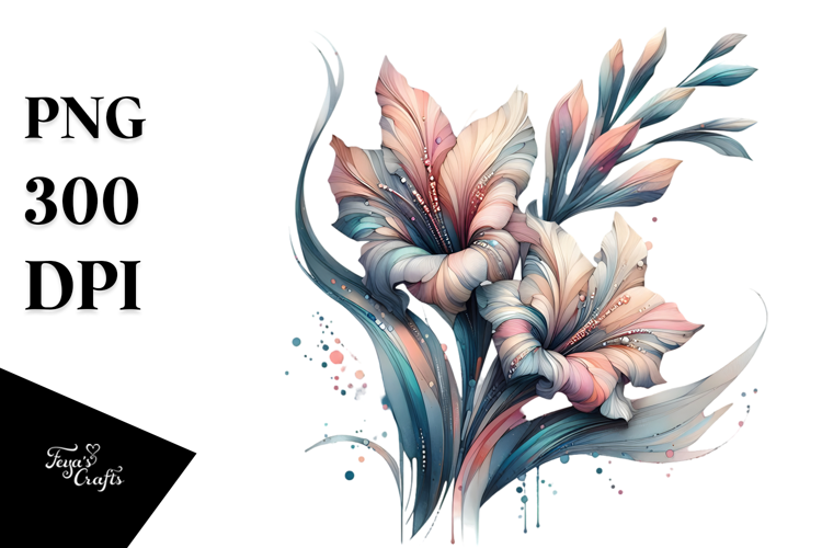 Abstract Gladiolus with Metallic Insertions, PNG