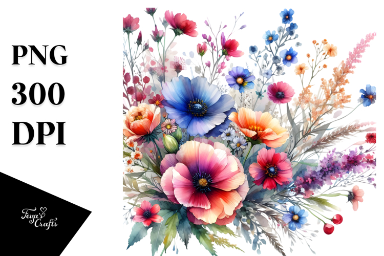 Colorful Wild Flowers PNG