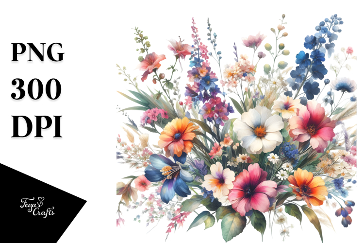 Colorful Wild Flowers PNG