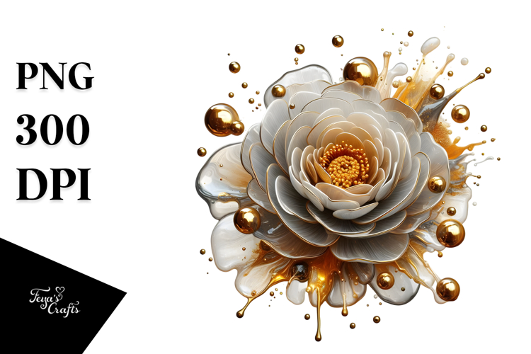 Abstract Ranunculus Watercolor Splash PNG example image 1